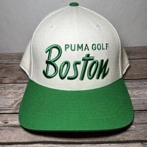 Puma Golf Boston Snapback Hat Cap Green White Flexfit 110 Adjustable Embroidered